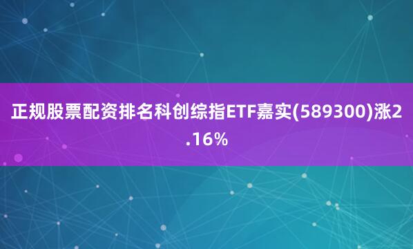 正规股票配资排名科创综指ETF嘉实(589300)涨2.16%